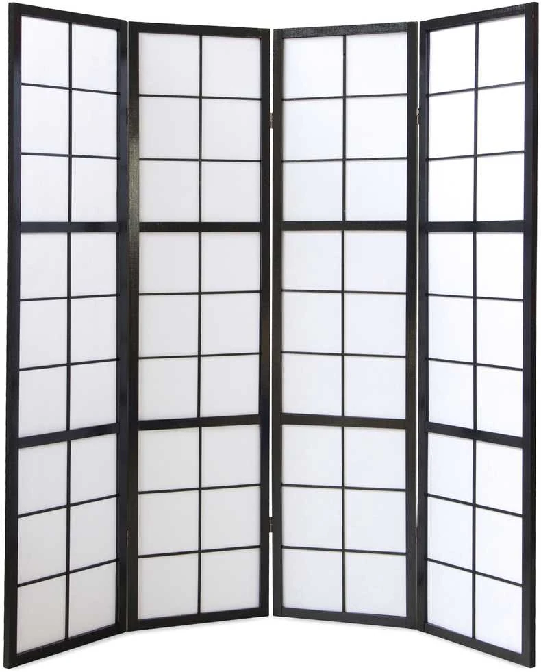 Homestyle4U Kambario pertvara, Shoji sulankstoma, 176x2.2x175 cm, juoda