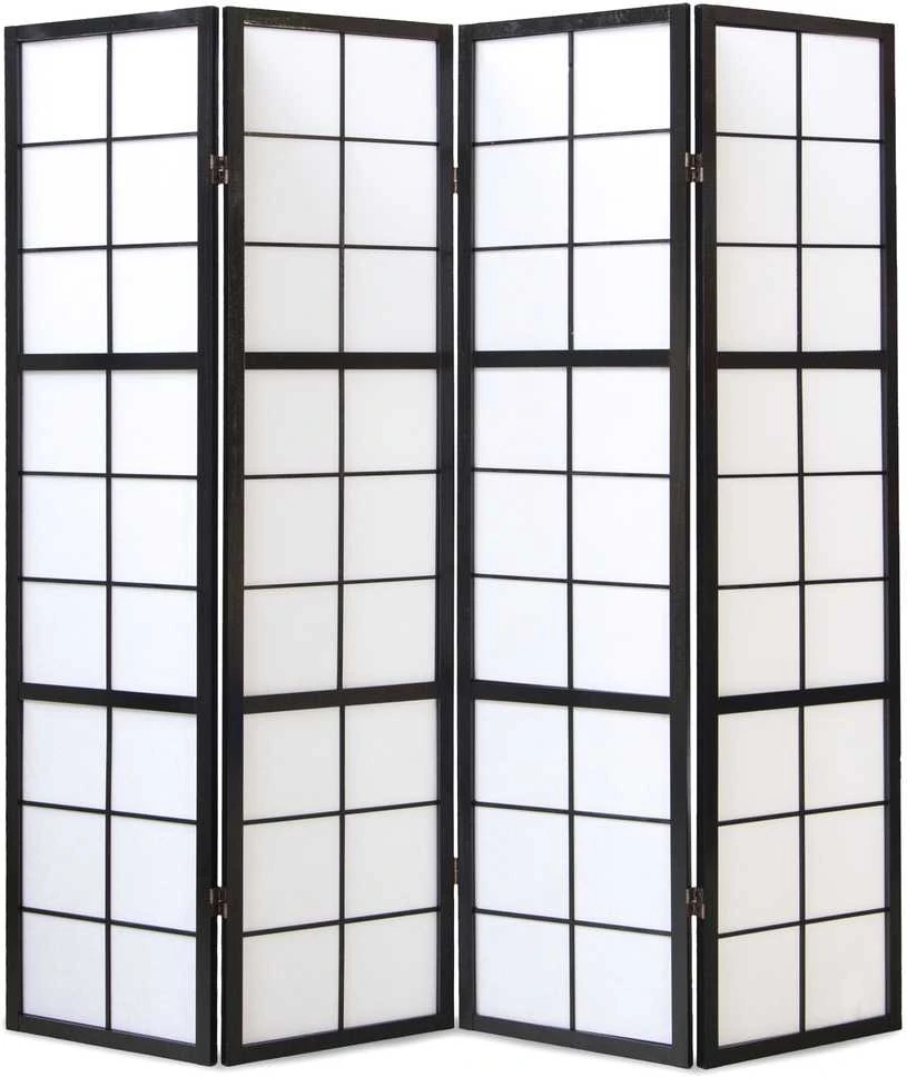 Homestyle4U Kambario pertvara, Shoji sulankstoma, 176x2.2x175 cm, juoda