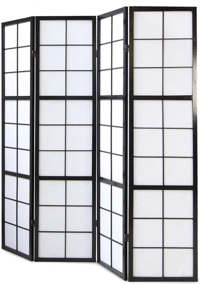Homestyle4U Kambario pertvara, Shoji sulankstoma, 176x2.2x175 cm, juoda