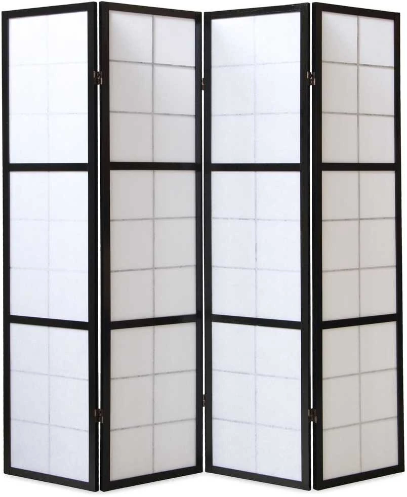 Homestyle4U Kambario pertvara, Shoji sulankstoma, 176x2.2x175 cm, juoda