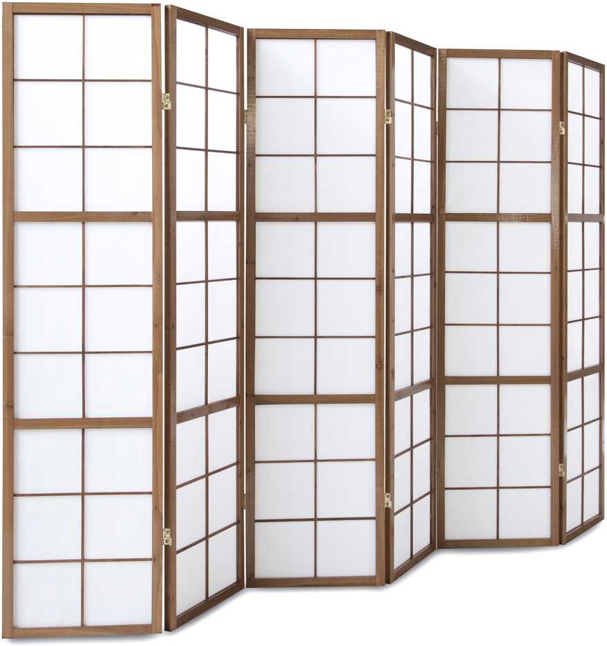 Homestyle4U Kambario pertvara, Shoji sulankstoma, 264x2.2x175 cm, ruda