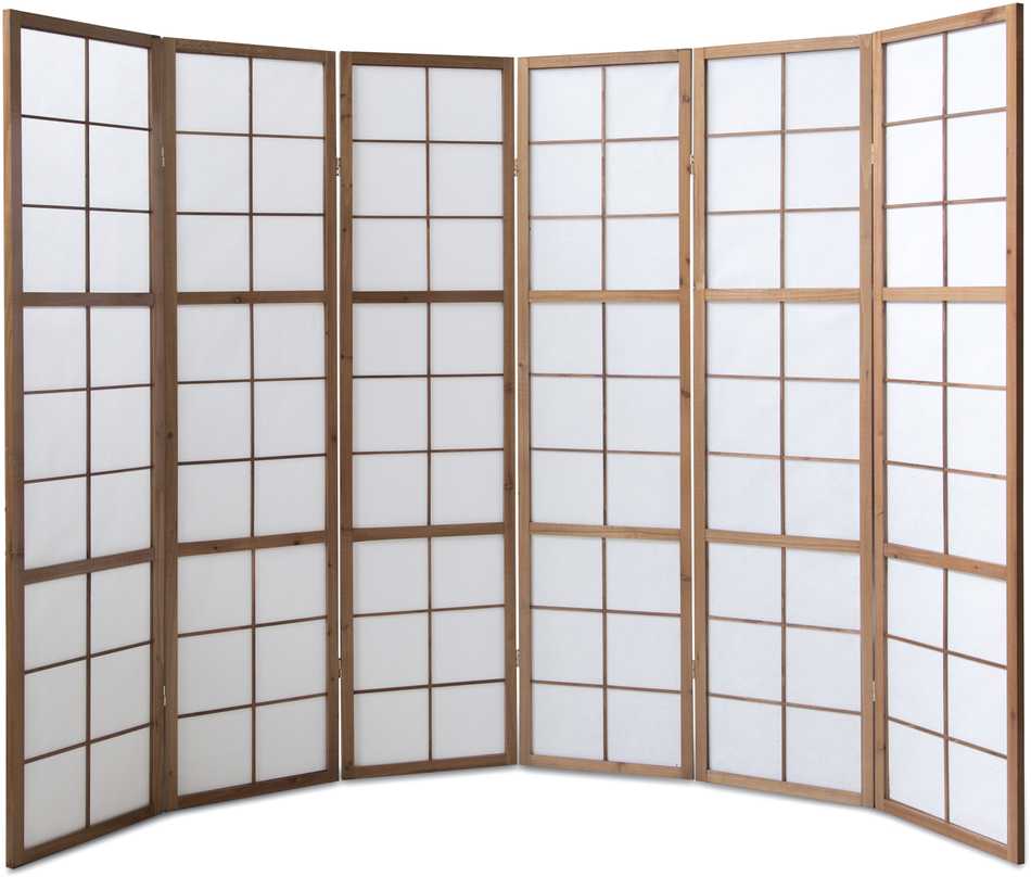 Homestyle4U Kambario pertvara, Shoji sulankstoma, 264x2.2x175 cm, ruda