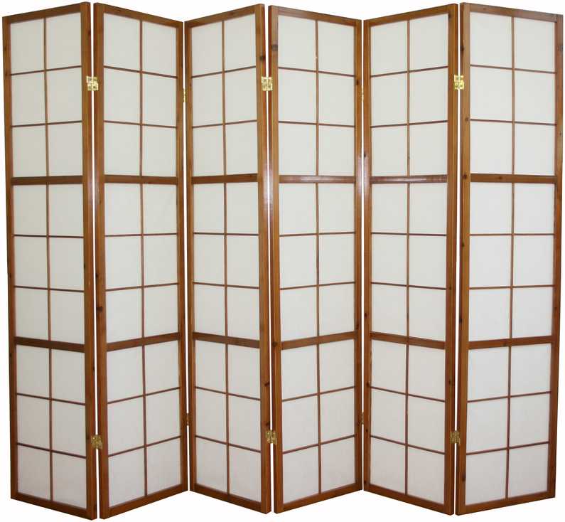 Homestyle4U Kambario pertvara, Shoji sulankstoma, 264x2.2x175 cm, ruda