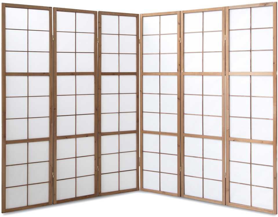 Homestyle4U Kambario pertvara, Shoji sulankstoma, 264x2.2x175 cm, ruda