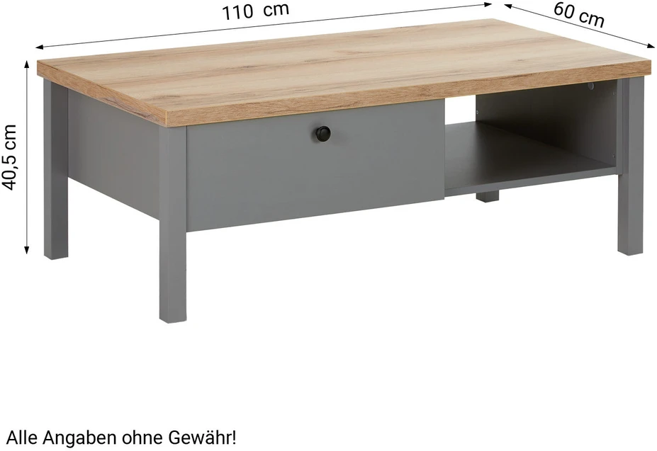 Homestyle4U Kavos staliukas, 110x40,5x60 cm, pilka