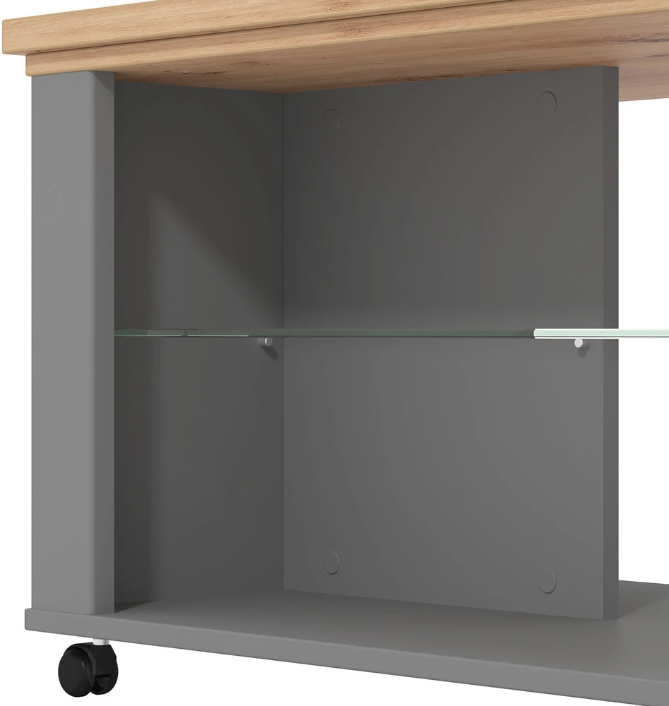 Homestyle4U Kavos staliukas, 114.5x49x50.5 cm, pilka ir ruda
