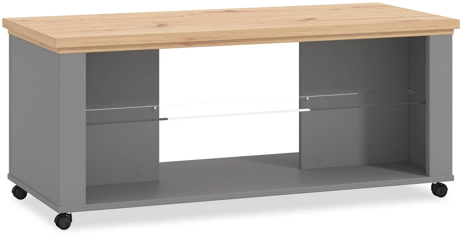 Homestyle4U Kavos staliukas, 114.5x49x50.5 cm, pilka ir ruda