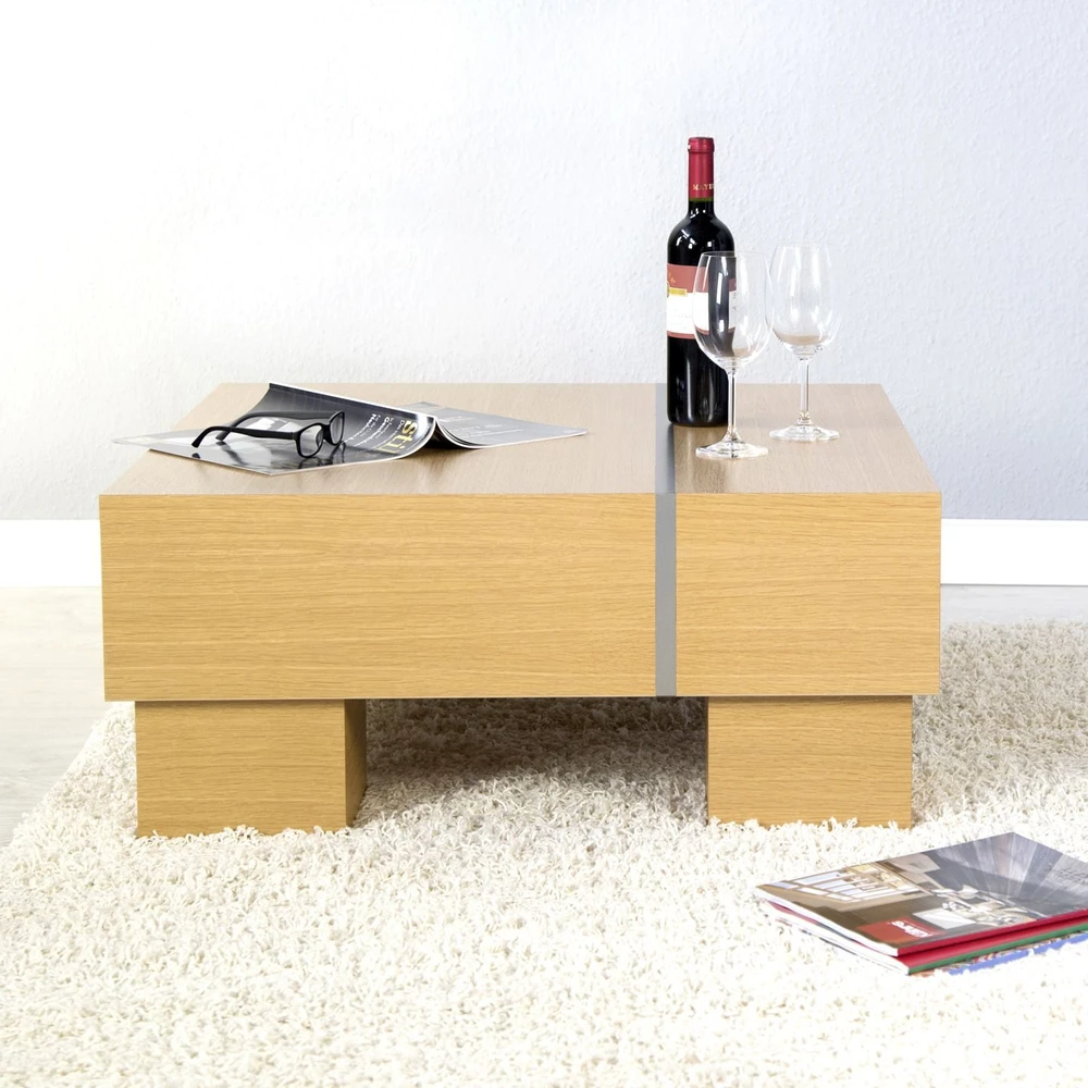 Homestyle4U Kavos staliukas, 80x80x35 cm, rudas