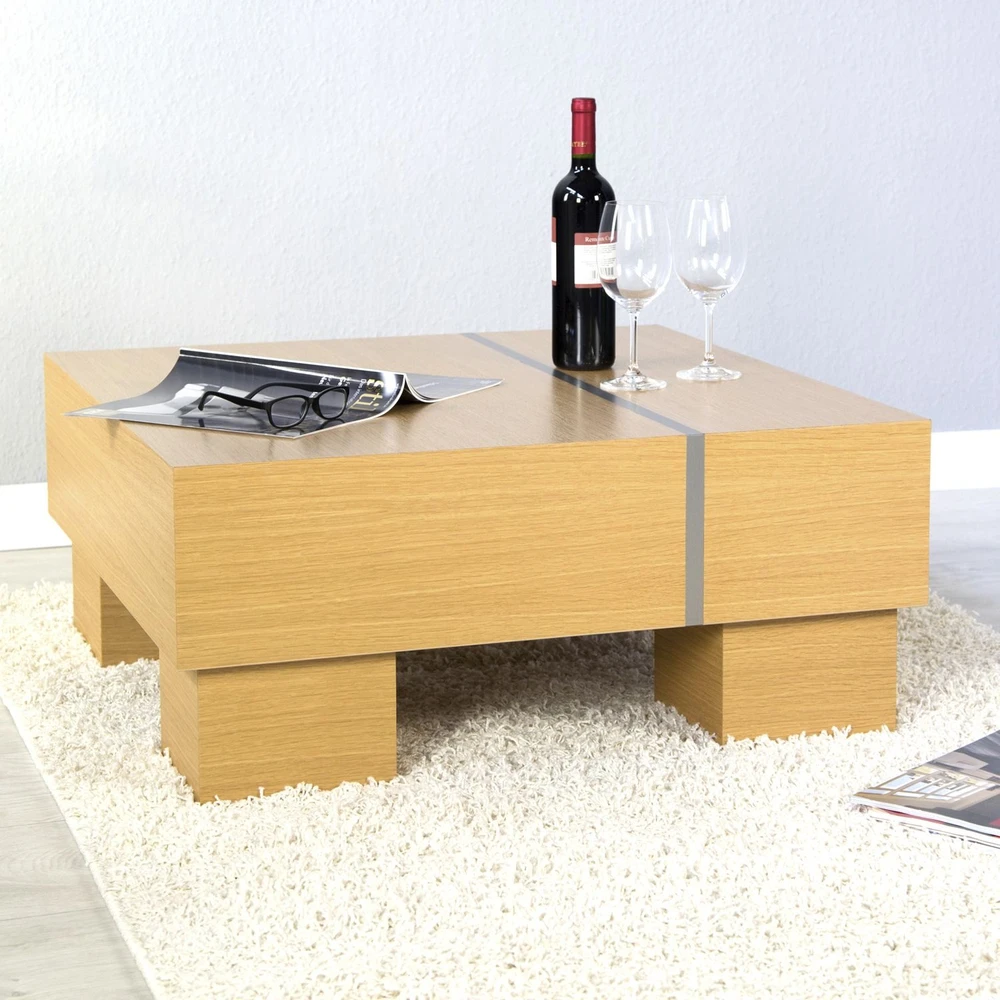 Homestyle4U Kavos staliukas, 80x80x35 cm, rudas