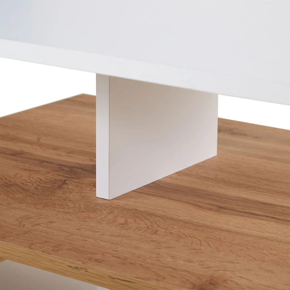 Homestyle4U Kavos staliukas, 90x41x50 cm, balta, ruda