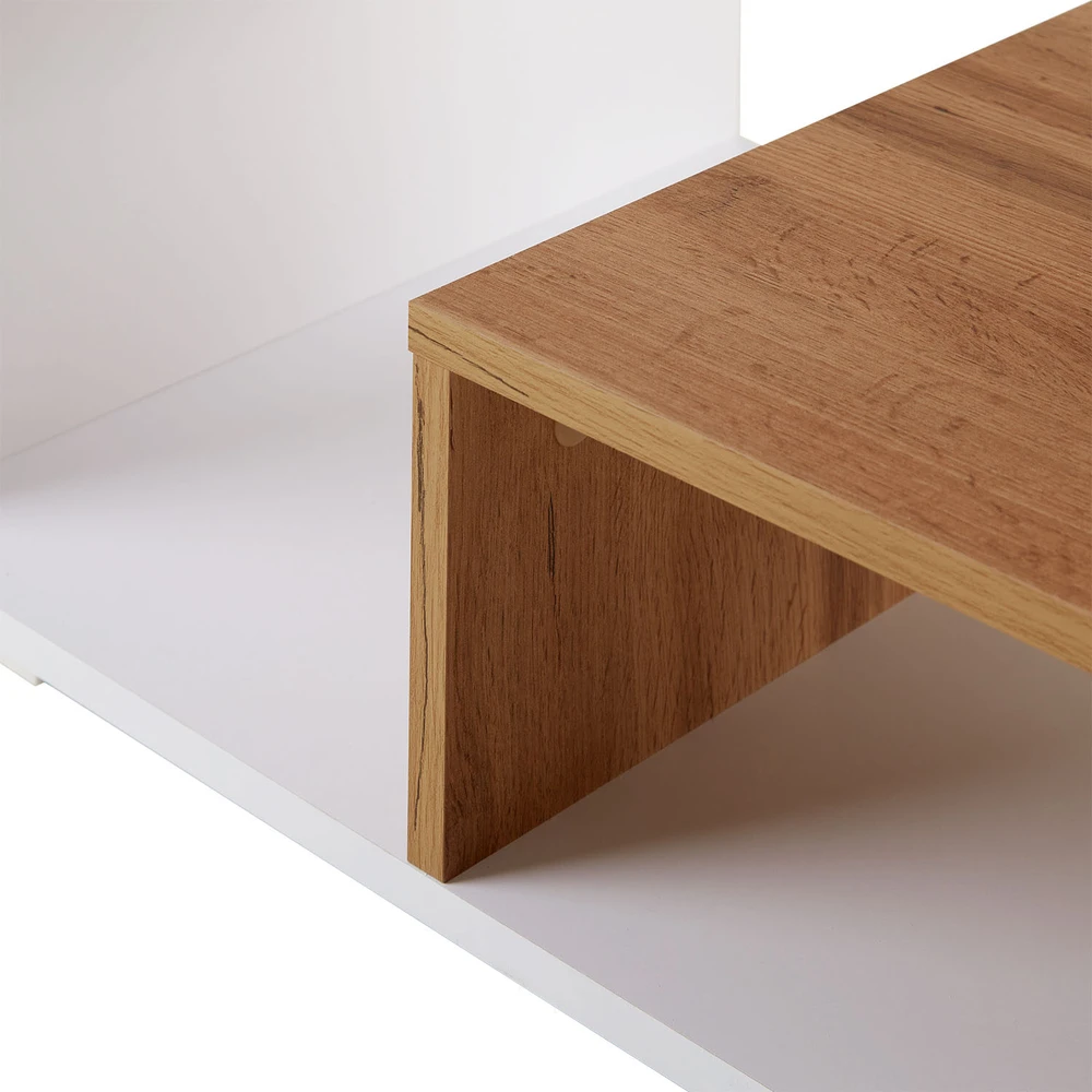 Homestyle4U Kavos staliukas, 90x41x50 cm, balta, ruda
