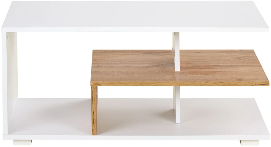 Homestyle4U Kavos staliukas, 90x41x50 cm, balta, ruda