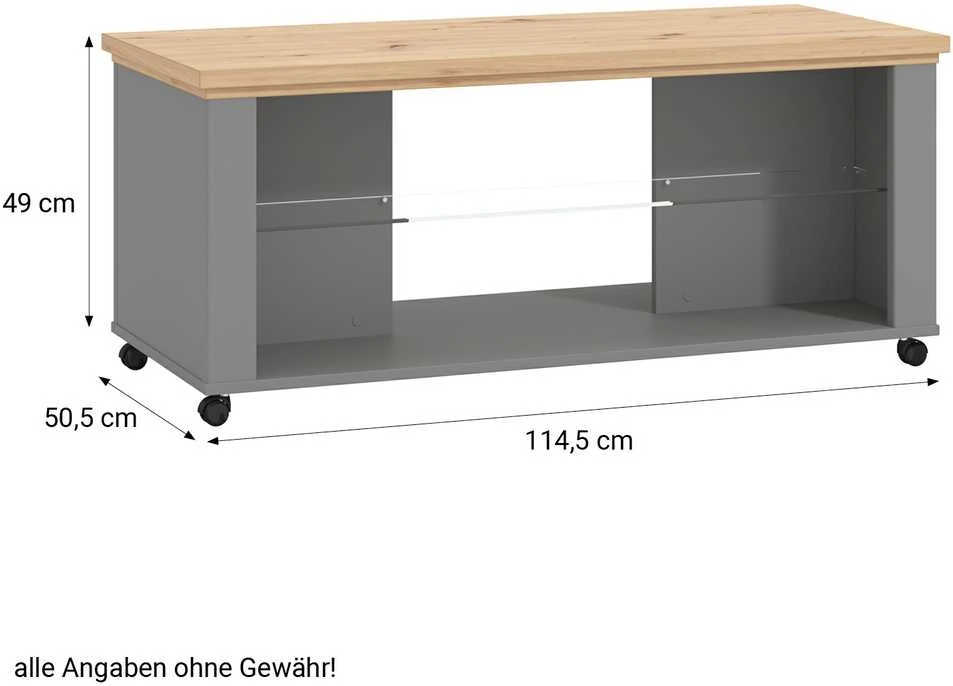 Homestyle4U Kavos staliukas, 114.5x49x50.5 cm, pilka ir ruda