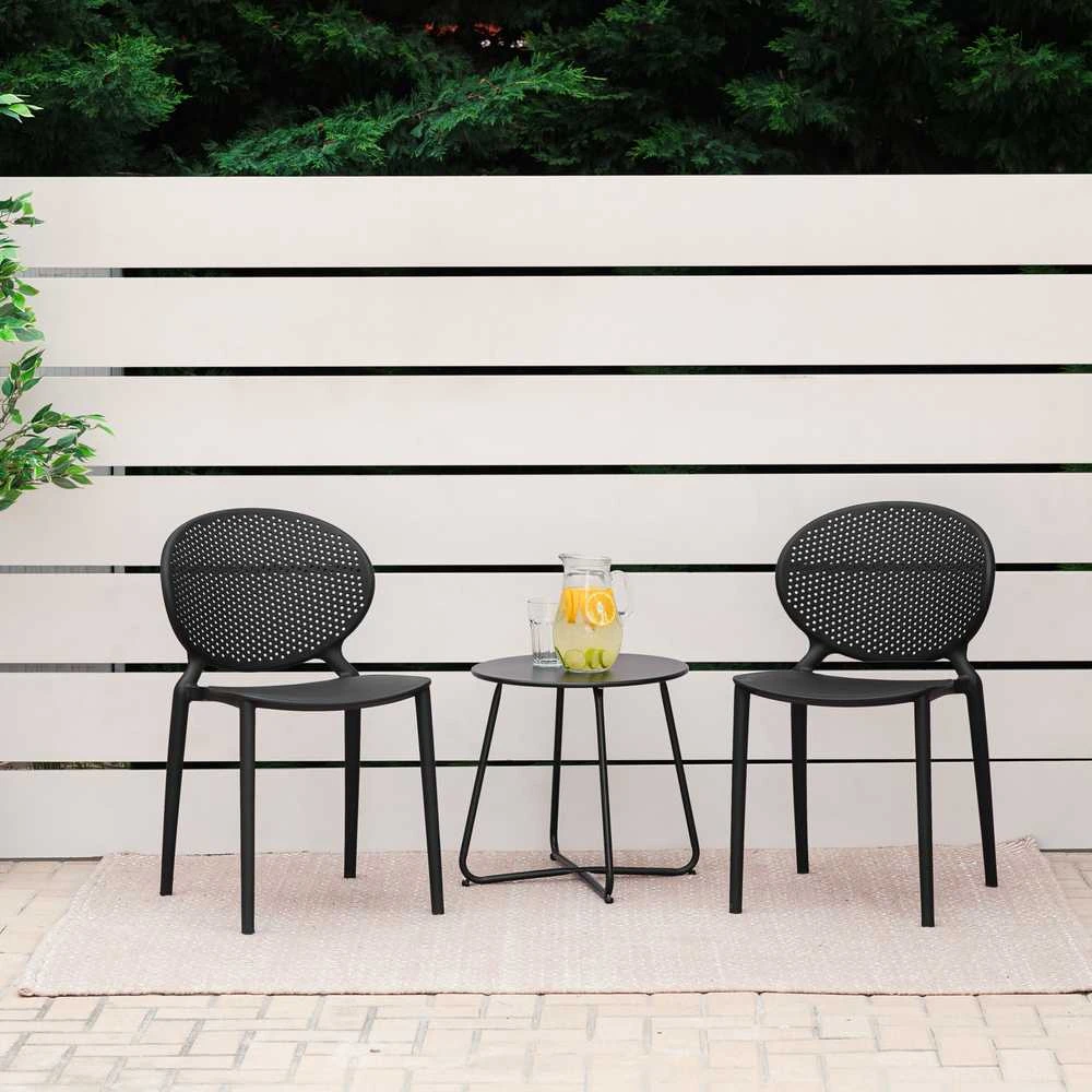 Homestyle4U Sodo kėdžių komplektas, 41x77,5x48 cm, juoda