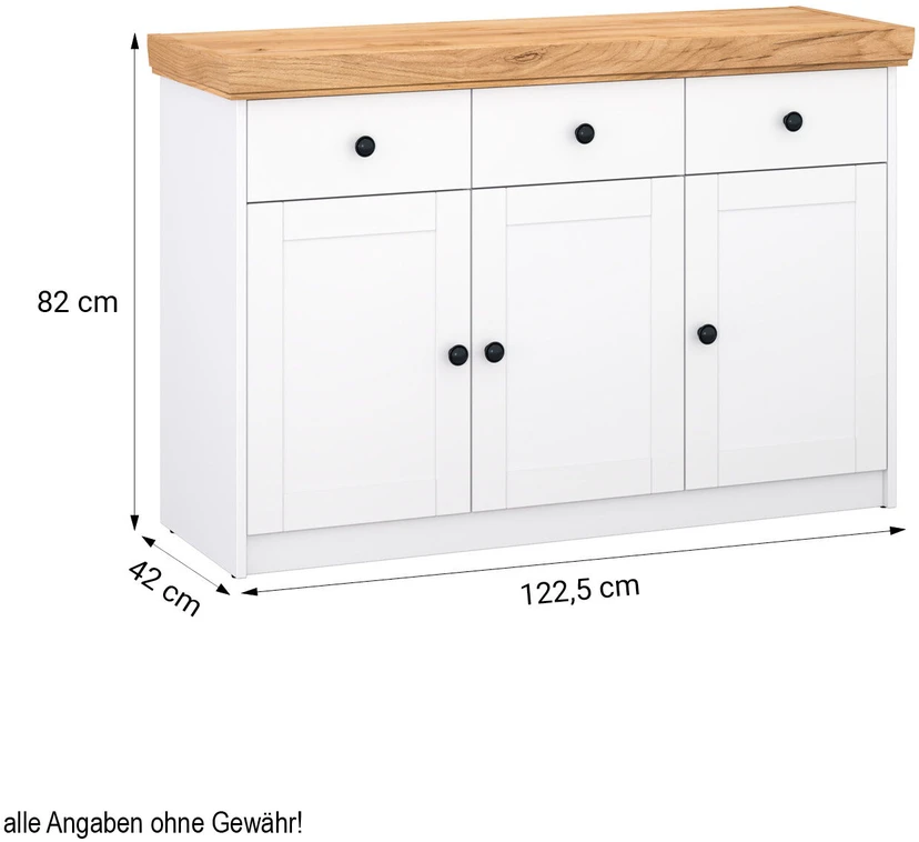 Homestyle4U Komoda, 122.5x82x42 cm, Balta