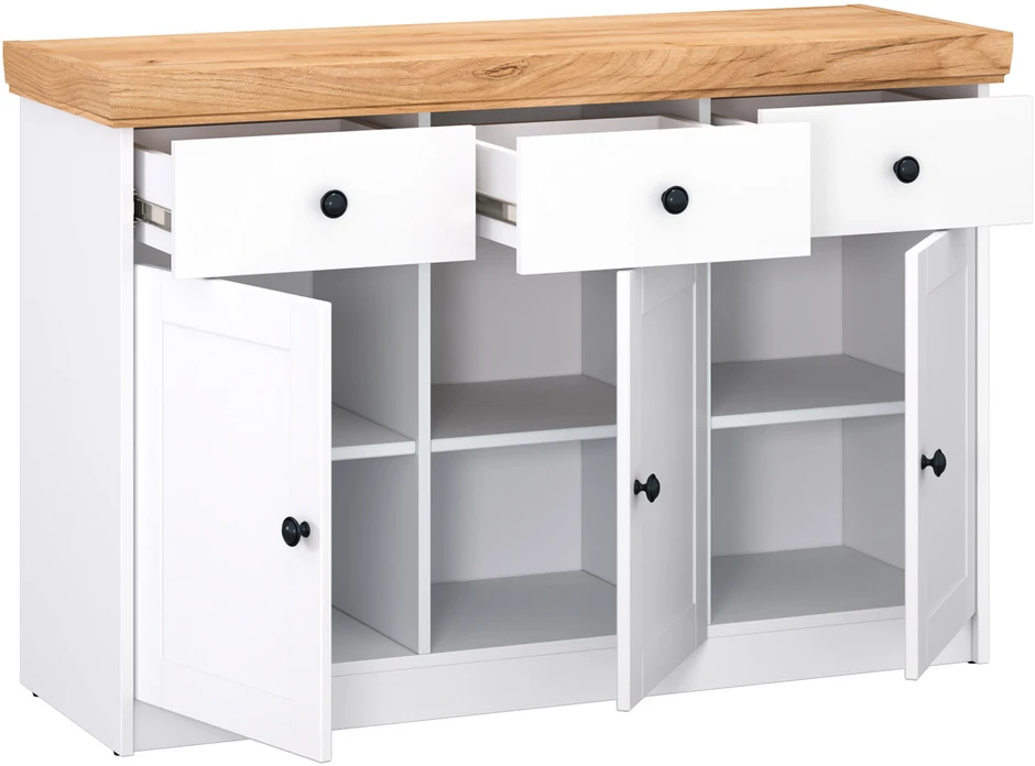 Homestyle4U Komoda, 122.5x82x42 cm, Balta