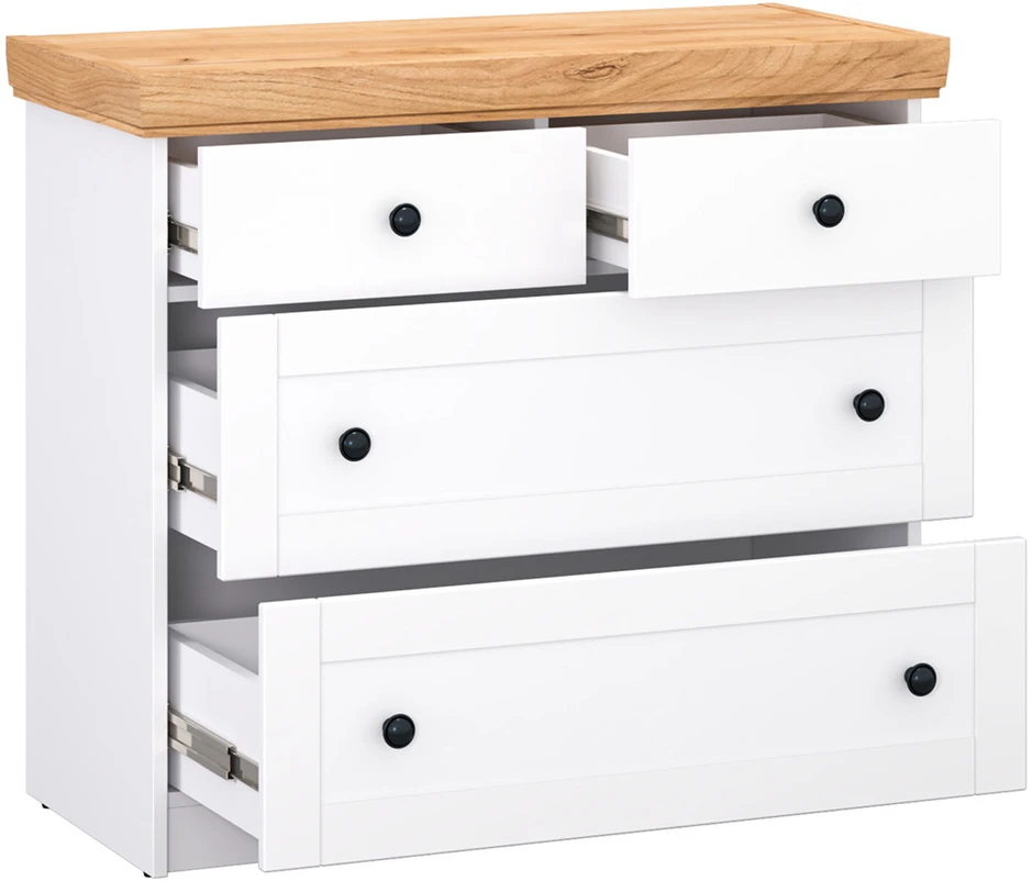 Homestyle4U Komoda, 92.5x82x42 cm, Balta, Ruda
