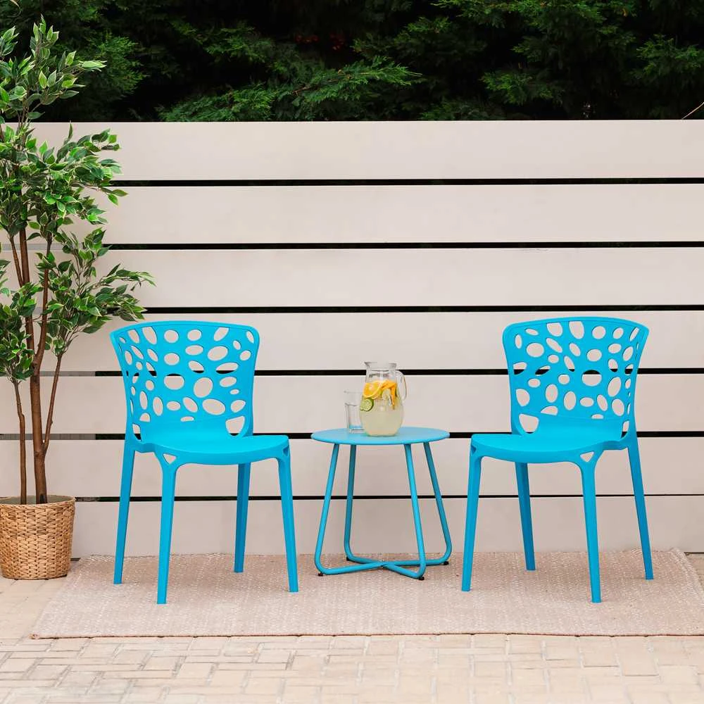 Homestyle4U Sodo kėdžių komplektas, 47x83x47 cm, mėlyna