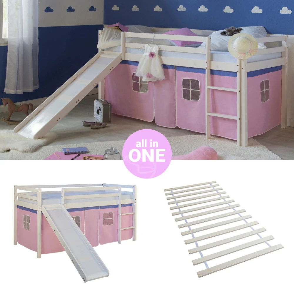 Homestyle4U Loft lova, 207.5x110x219.5 cm, rožinė