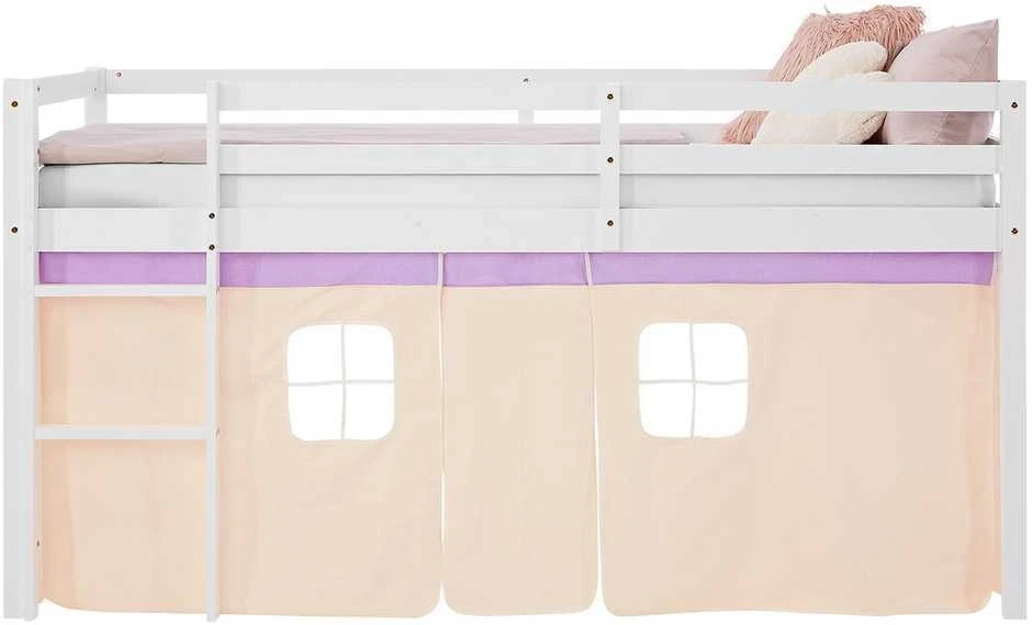 Homestyle4U Dviaukštė lova, 207.5x110x99.5 cm, balta, violetinė, oranžinė