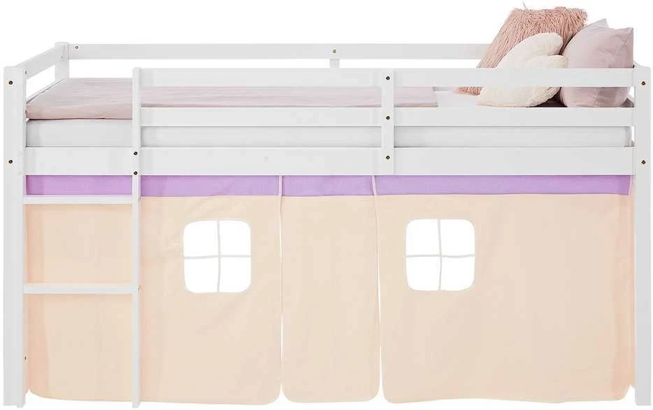 Homestyle4U Dviaukštė lova, 207.5x110x99.5 cm, balta, violetinė, oranžinė