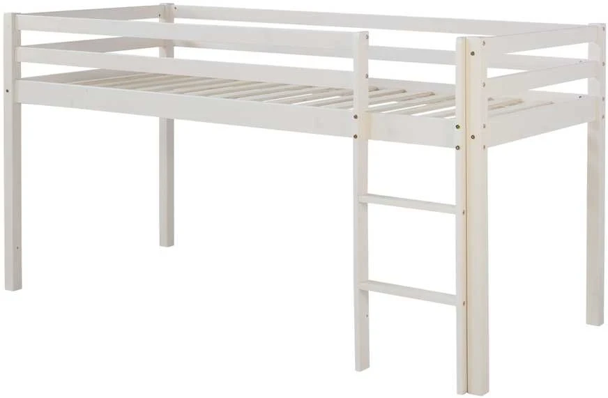 Homestyle4U Dviaukštė lova, 207.5x161.5x96.5 cm, balta ir pilka