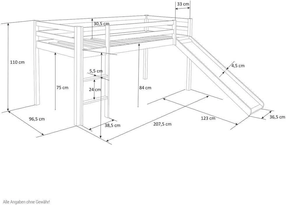 Homestyle4U Dviaukštė lova, 207.5x110x219.5 cm, mėlyna