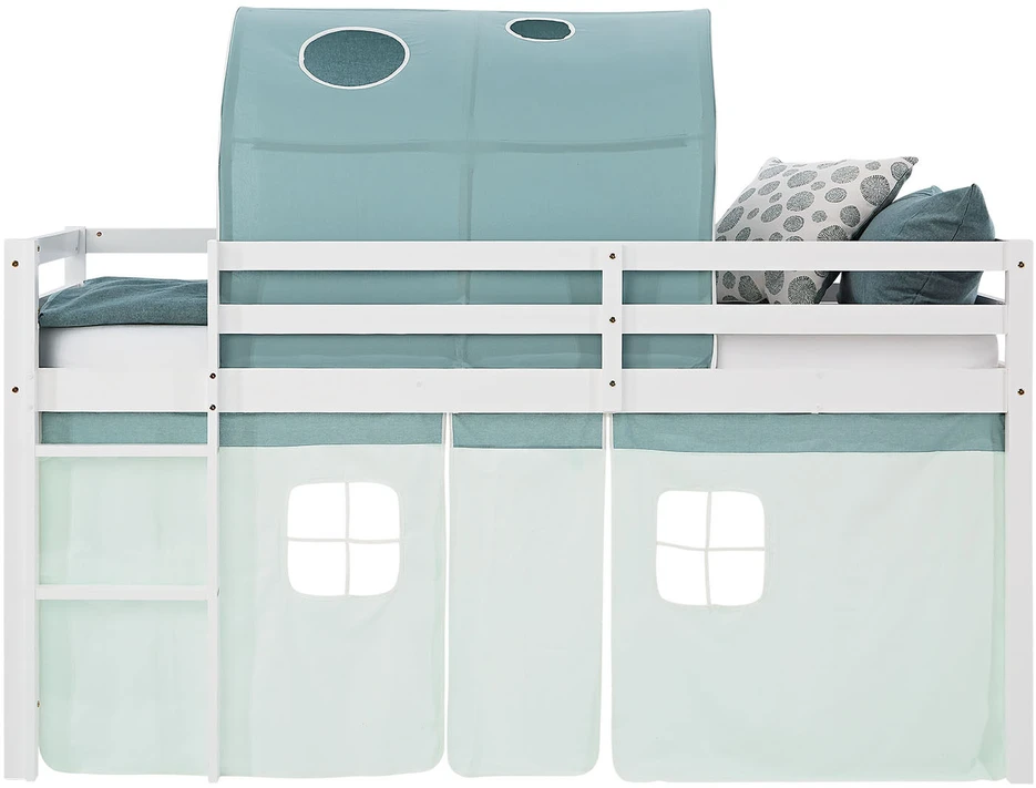 Homestyle4U Loftinė lova, 207.5x160x99.5 cm, balta ir žalia