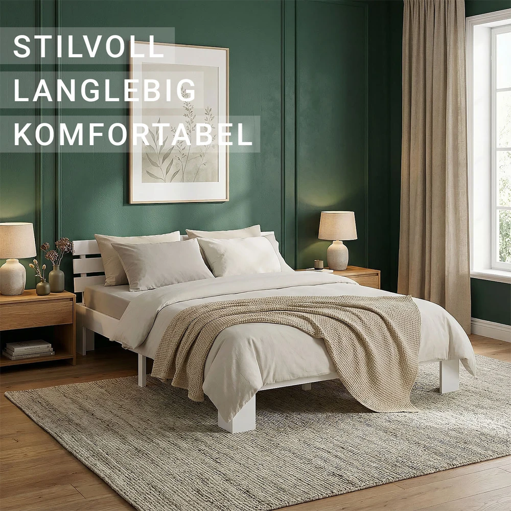 Homestyle4U Lova, 124x204 cm, balta, Medžiagos storis: 20 mm