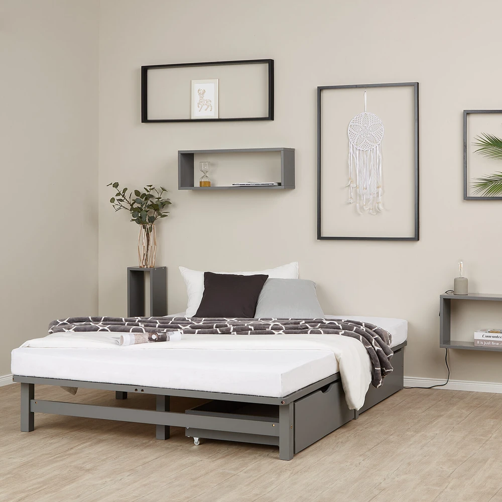 Homestyle4U Lova, 140x200x28 cm, Pilka