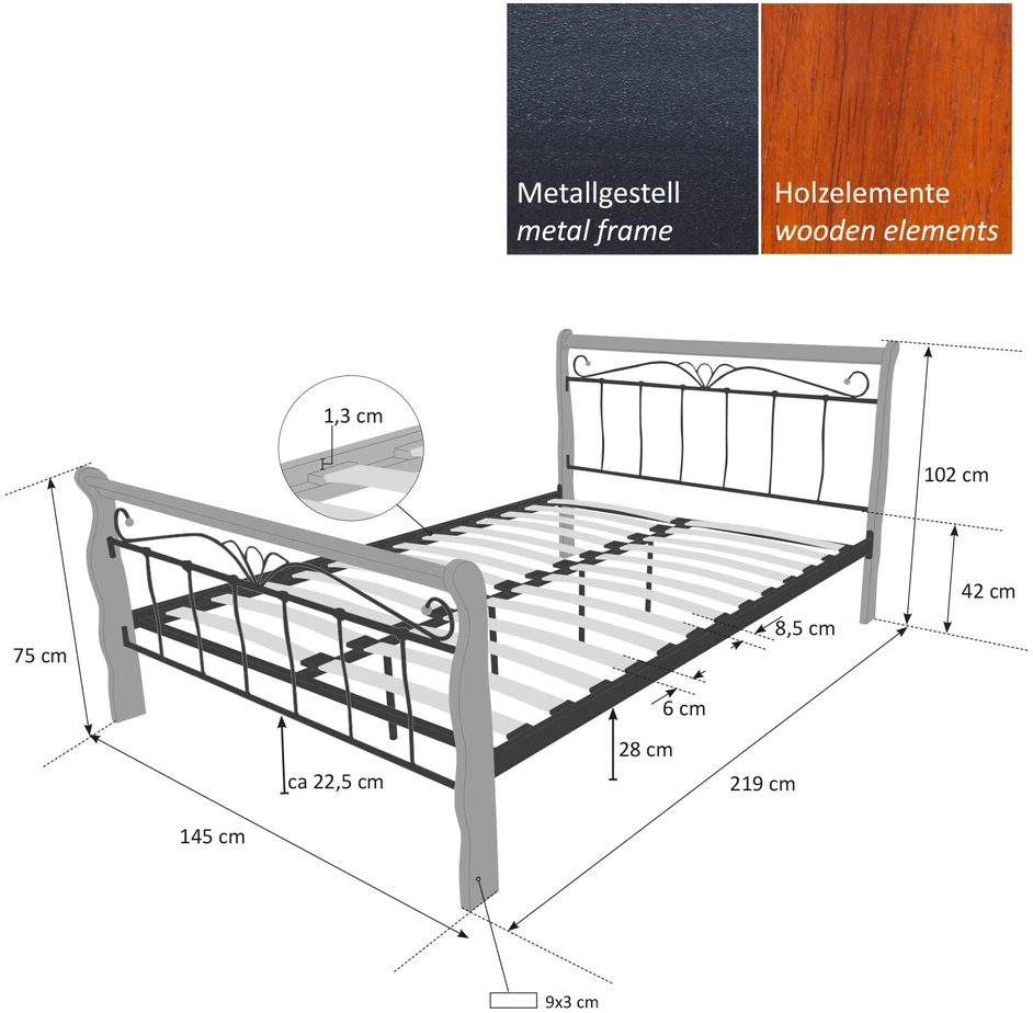 Homestyle4U Lova, 165x214x103 cm, juodai ruda