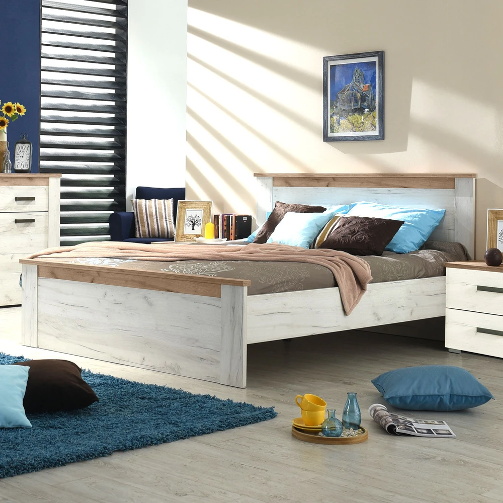 Homestyle4U Lova, 167x99.5x207.5 cm, balta pilkai ąžuolo