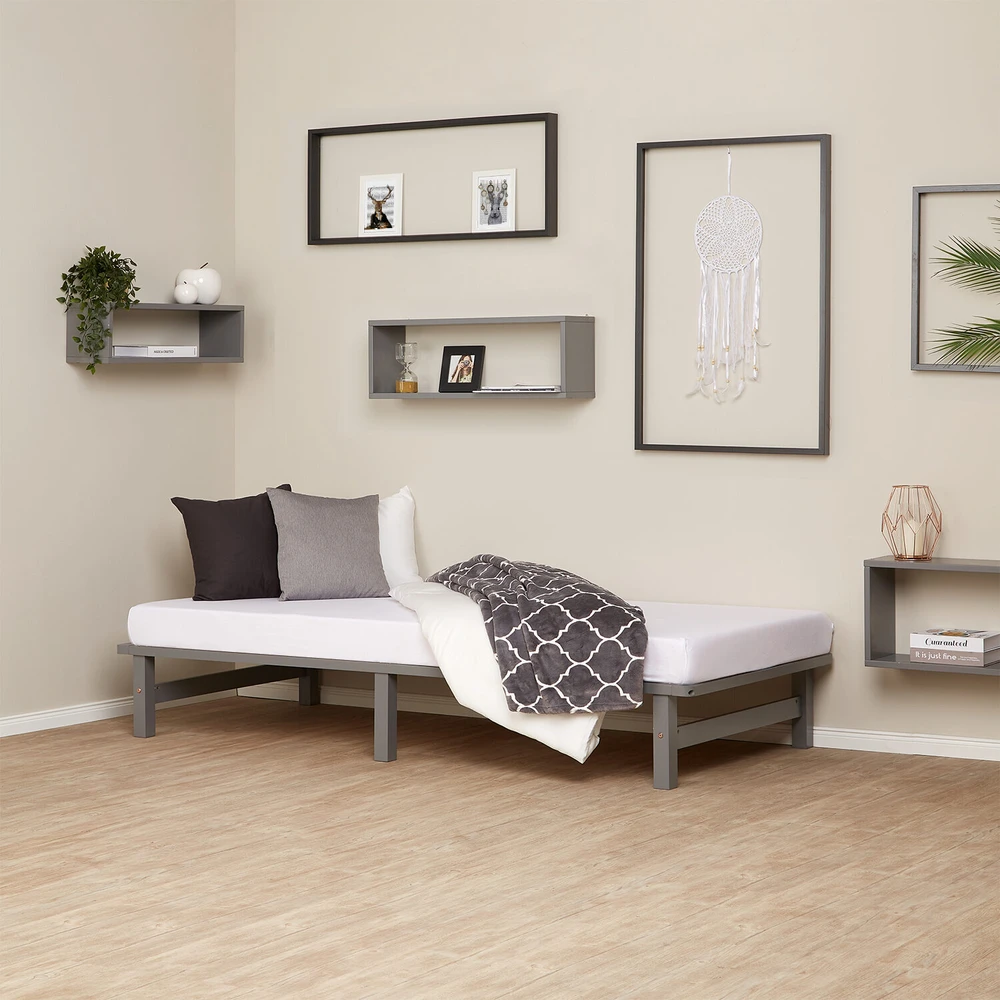 Homestyle4U Lova, 90x200x28 cm, Pilka