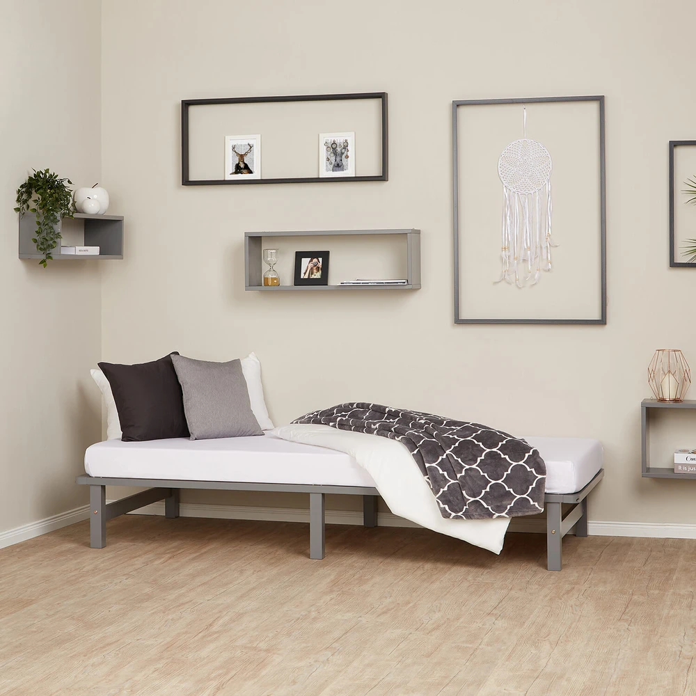 Homestyle4U Lova, 90x200x28 cm, Pilka