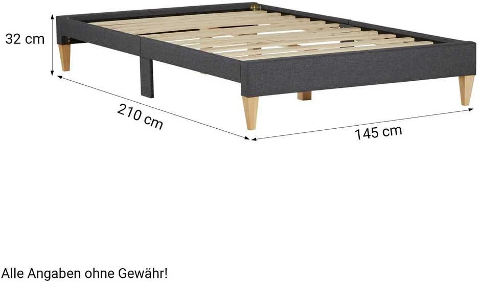 Homestyle4U Paminkštinta lova, 145x32x210 cm, pilka