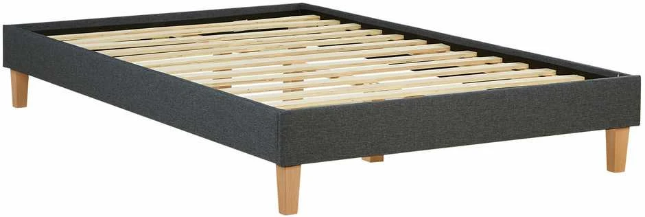 Lova Homestyle4U Lovos rėmas, aptrauktas dvigubas futonas, 124x203x29.5 cm, pilka