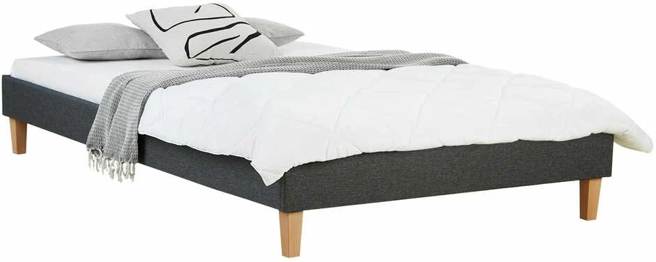 Lova Homestyle4U Lovos rėmas, aptrauktas dvigubas futonas, 124x203x29.5 cm, pilka