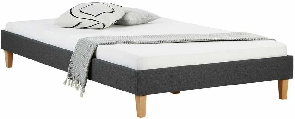 Lova Homestyle4U Lovos rėmas, aptrauktas dvigubas futonas, 124x203x29.5 cm, pilka
