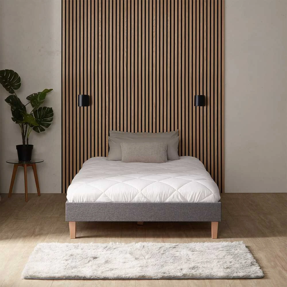 Lova Homestyle4U Lovos rėmas, aptrauktas dvigubas futonas, 124x203x29.5 cm, pilka