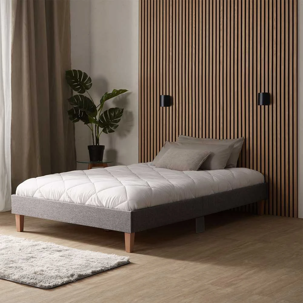 Lova Homestyle4U Lovos rėmas, aptrauktas dvigubas futonas, 124x203x29.5 cm, pilka