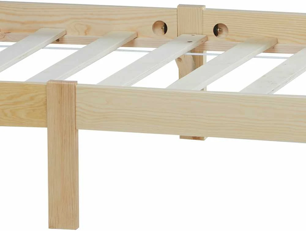 Homestyle4U Viengulė lova, 96x206 cm, ruda