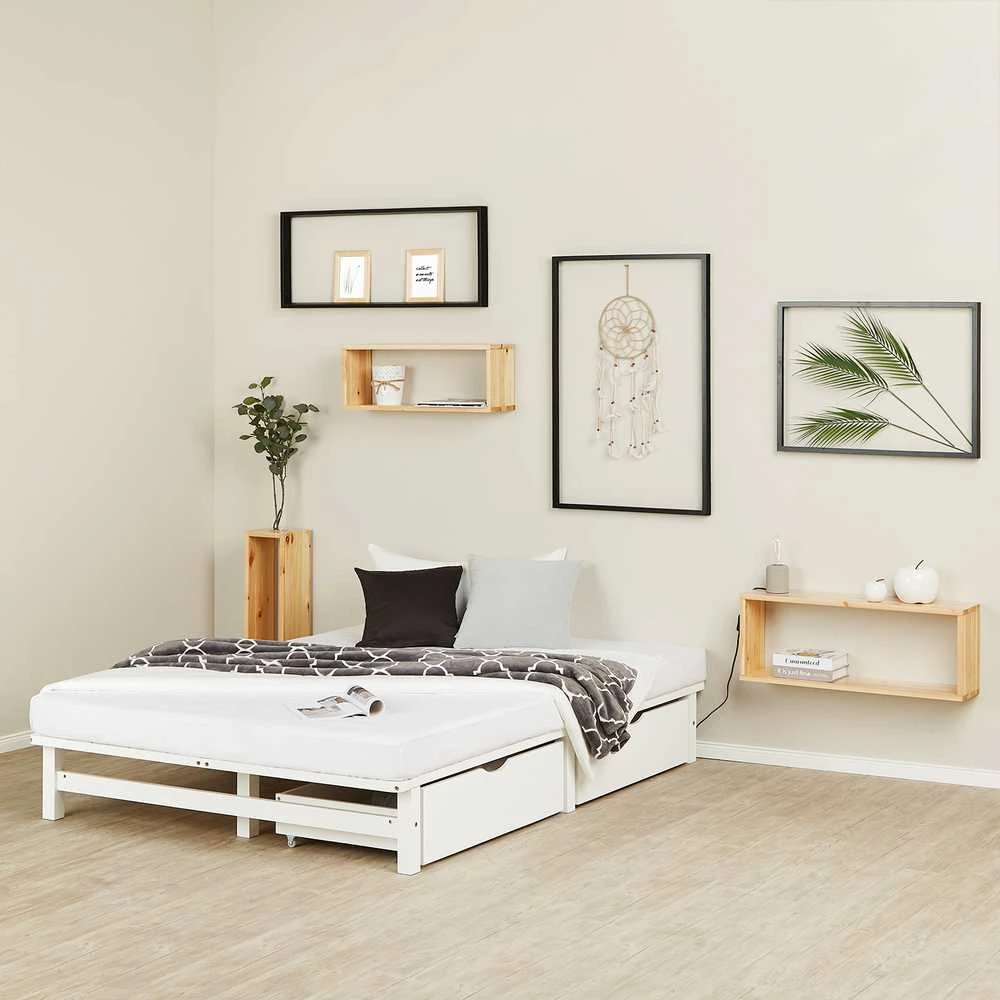 Homestyle4U Lova, 140x200x28 cm, Balta