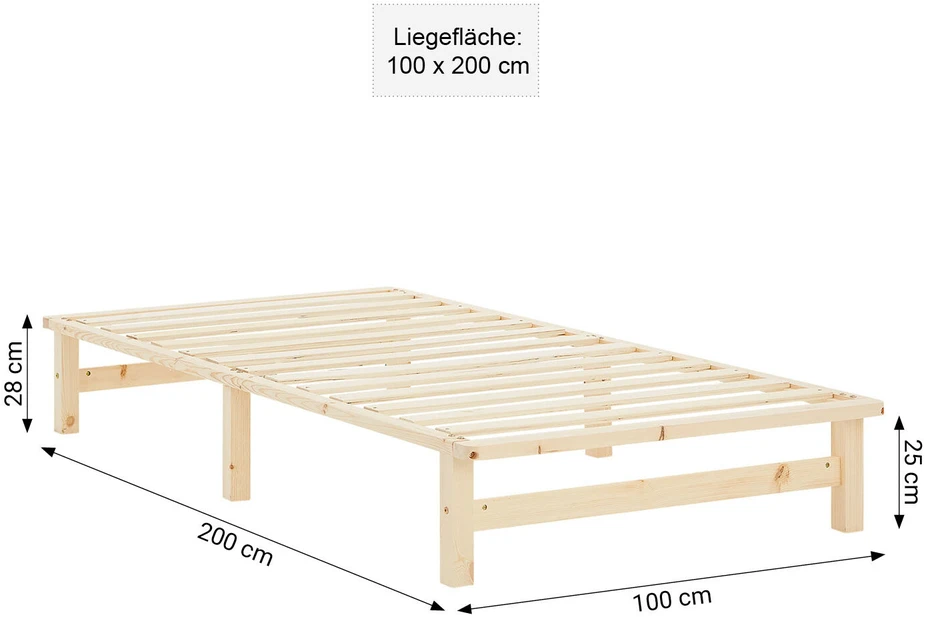 Homestyle4U Lova, Paletės lova, 100x28x200 cm, Ruda