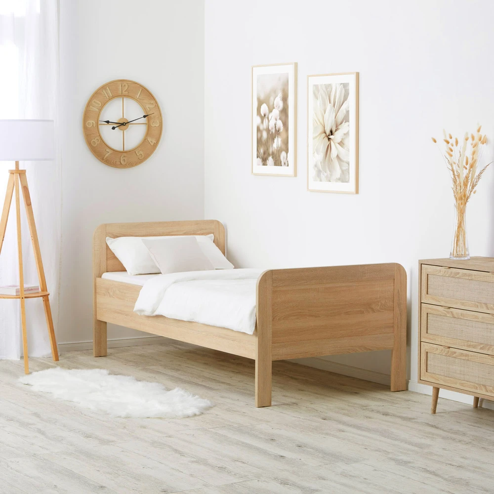 Homestyle4U Lova, reguliuojamo aukščio patogi lova senjorams, 98,5x206x87 cm, ruda