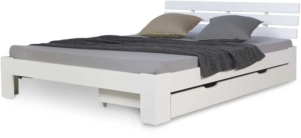 Homestyle4U Lova su stalčiumi, 173x63x16 cm, balta