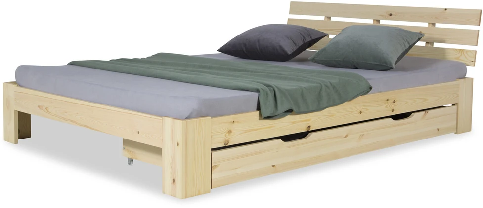 Homestyle4U Lova su stalčiumi, 173x63x16 cm, ruda