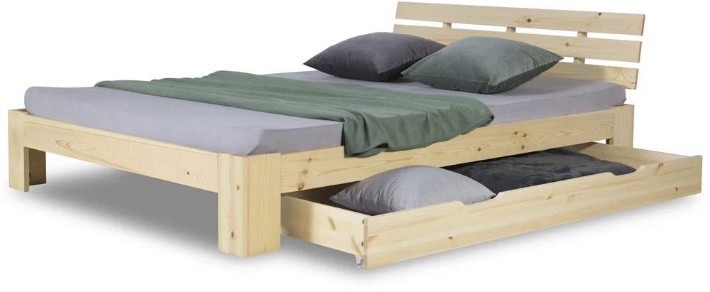 Homestyle4U Lova su stalčiumi, 173x63x16 cm, ruda