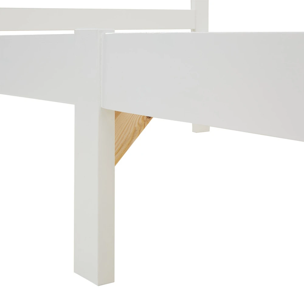 Homestyle4U Lova, tvirtas pušies medienos rėmas, 96x206 cm, balta
