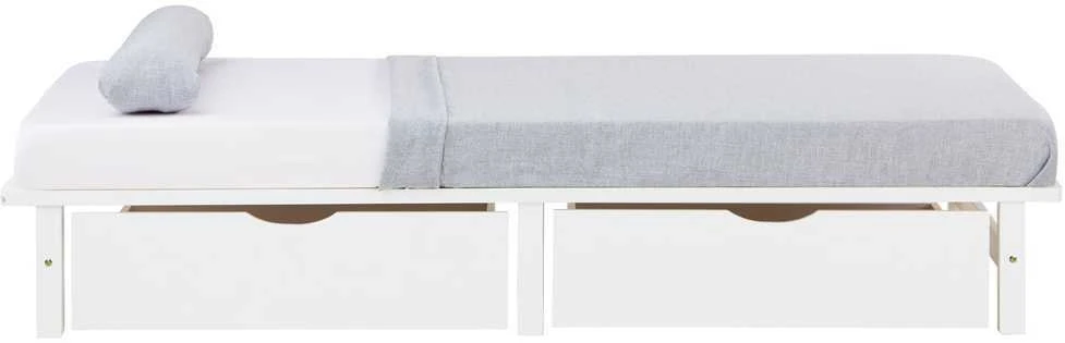 Homestyle4U Viengulė lova, 90x28x200 cm, balta