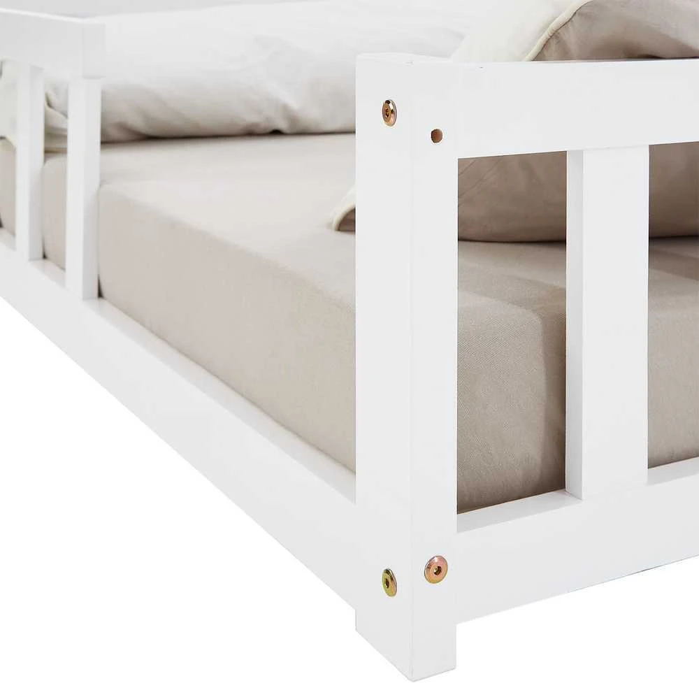 Homestyle4U Vaikiška lova, 125x32x206.5 cm, balta